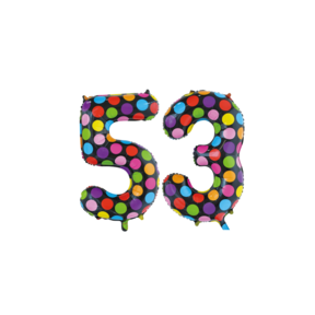 Folieballon 53 jaar stippen 86cm