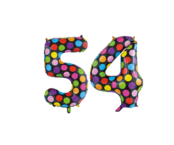 Folieballon 54 jaar stippen 86cm Folieballon 54 jaar stippen 86cm