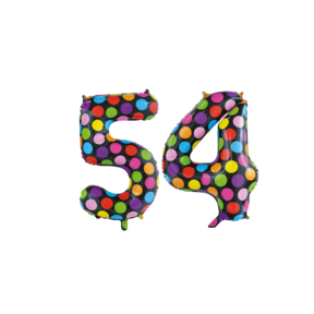 Folieballon 54 jaar stippen 86cm