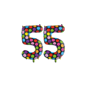 Folieballon 55 jaar stippen 86cm