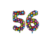 Folieballon 56 jaar stippen 86cm