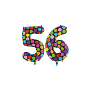 Folieballon 56 jaar stippen 86cm