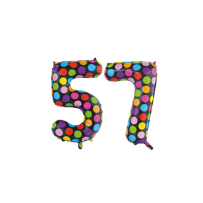 Folieballon 57 jaar stippen 86cm