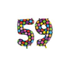 Folieballon 59 jaar stippen 86cm