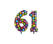 Folieballon 61 jaar stippen 86cm