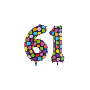 Folieballon 61 jaar stippen 86cm