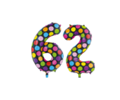 Folieballon 62 jaar stippen 86cm