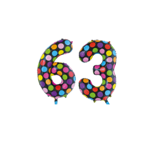 Folieballon 63 jaar stippen 86cm