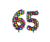 Folieballon 65 jaar stippen 86cm