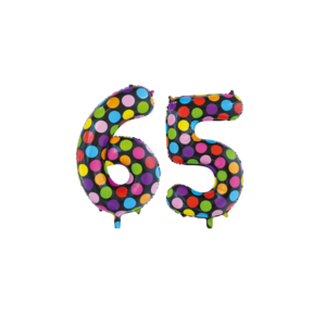 Folieballon 65 jaar stippen 86cm