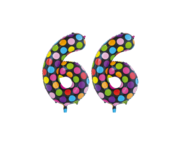 Folieballon 66 jaar stippen 86cm