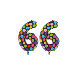 Folieballon 66 jaar stippen 86cm