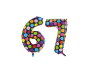 Folieballon 67 jaar stippen 86cm