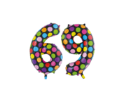 Folieballon 69 jaar stippen 86cm