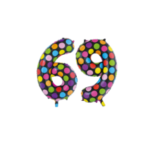 Folieballon 69 jaar stippen 86cm
