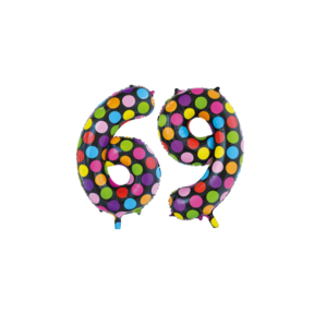 Folieballon 69 jaar stippen 86cm
