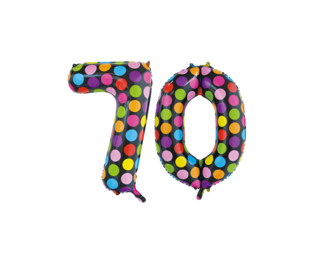 Folieballon 70 jaar stippen 86cm