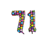 Folieballon 71 jaar stippen 86cm