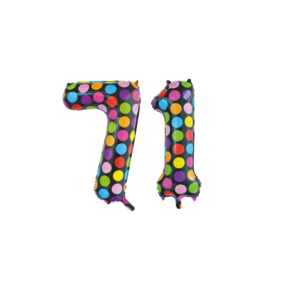 Folieballon 71 jaar stippen 86cm