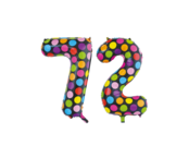 Folieballon 72 jaar stippen 86cm