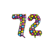 Folieballon 72 jaar stippen 86cm