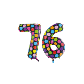 Folieballon 76 jaar stippen 86cm