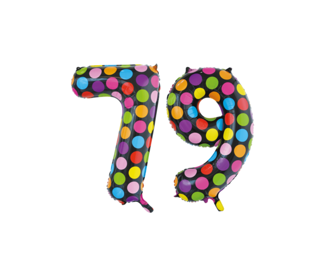 Folieballon 79 jaar stippen 86cm