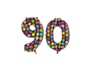 Folieballon 90 jaar stippen 86cm