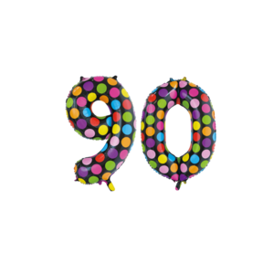 Folieballon 90 jaar stippen 86cm