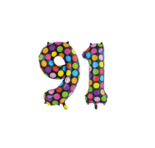 Folieballon 91 jaar stippen 86cm
