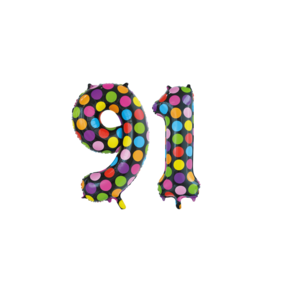 Folieballon 91 jaar stippen 86cm