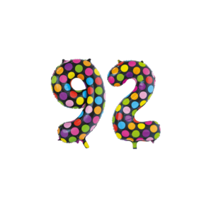 Folieballon 92 jaar stippen 86cm