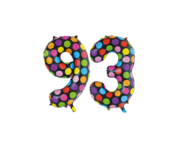 Folieballon 93 jaar stippen 86cm