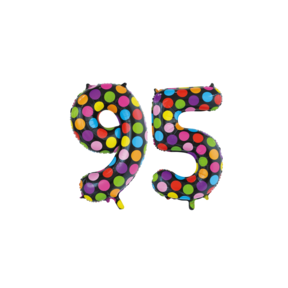 Folieballon 95 jaar stippen 86cm