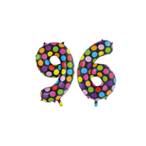 Folieballon 96 jaar stippen 86cm