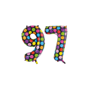 Folieballon 97 jaar stippen 86cm