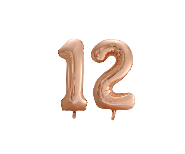 Folieballon 12 jaar Rosé Goud 86cm