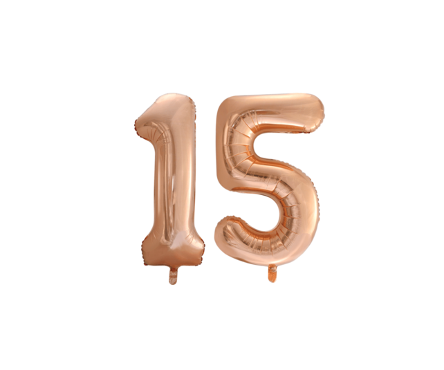 Folieballon 15 jaar Rosé Goud 86cm