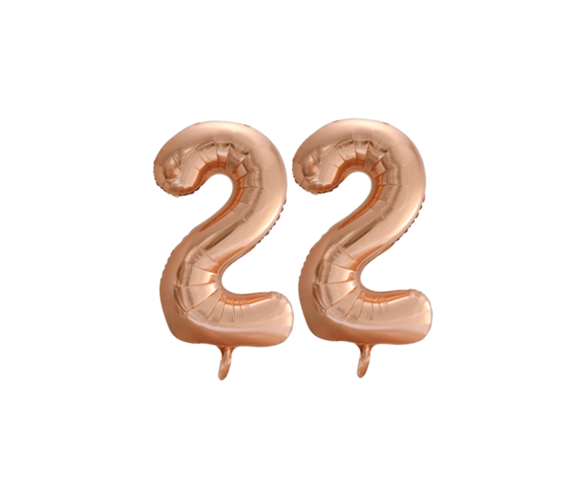 Folieballon 22 jaar Rosé Goud 86cm