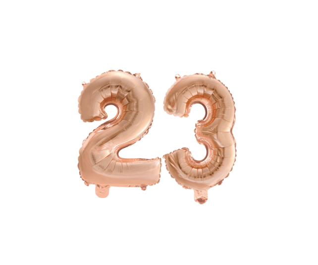 Folieballon 23 jaar Rosé Goud 86cm