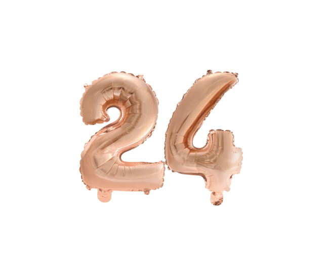 Folieballon 24 jaar Rosé Goud 41cm