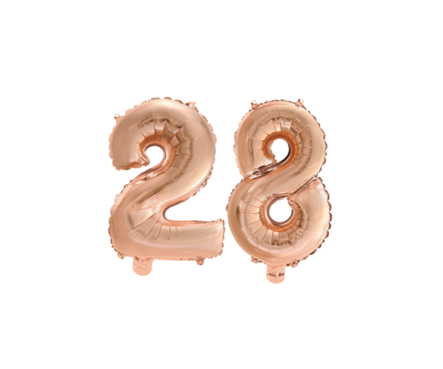 Folieballon 28 jaar Rosé Goud 41cm