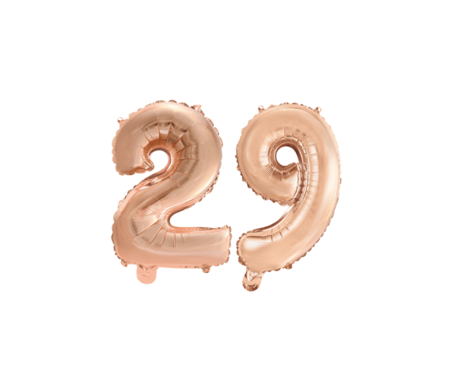 Folieballon 29 jaar Rosé Goud 41cm Folieballon 29 jaar Rosé Goud 41cm