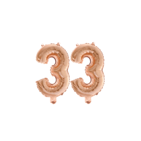 Folieballon 33 jaar Rosé Goud 41cm