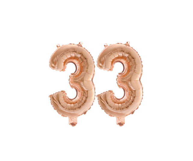 Folieballon 33 jaar Rosé Goud 41cm Folieballon 33 jaar Rosé Goud 41cm