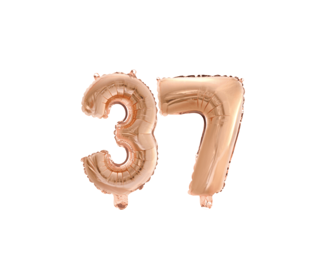Folieballon 37 jaar Rosé Goud 41cm