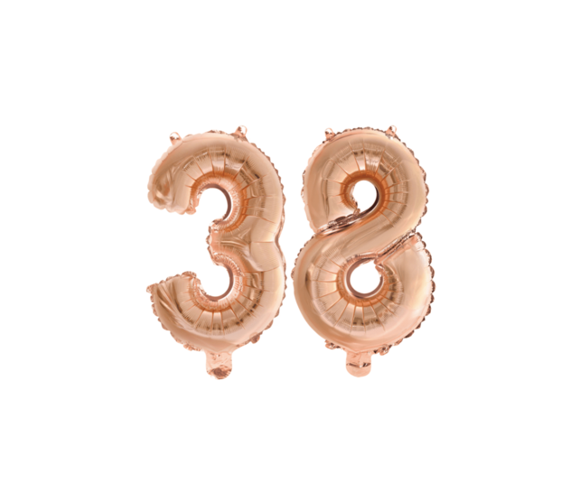 Folieballon 38 jaar Rosé Goud 41cm