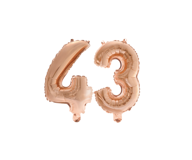 Folieballon 43 jaar Rosé Goud 41cm