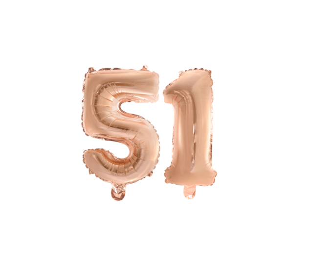 Folieballon 51 jaar Rosé Goud 41cm