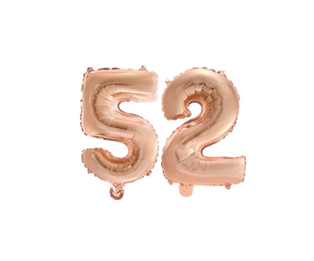 Folieballon 52 jaar Rosé Goud 41cm